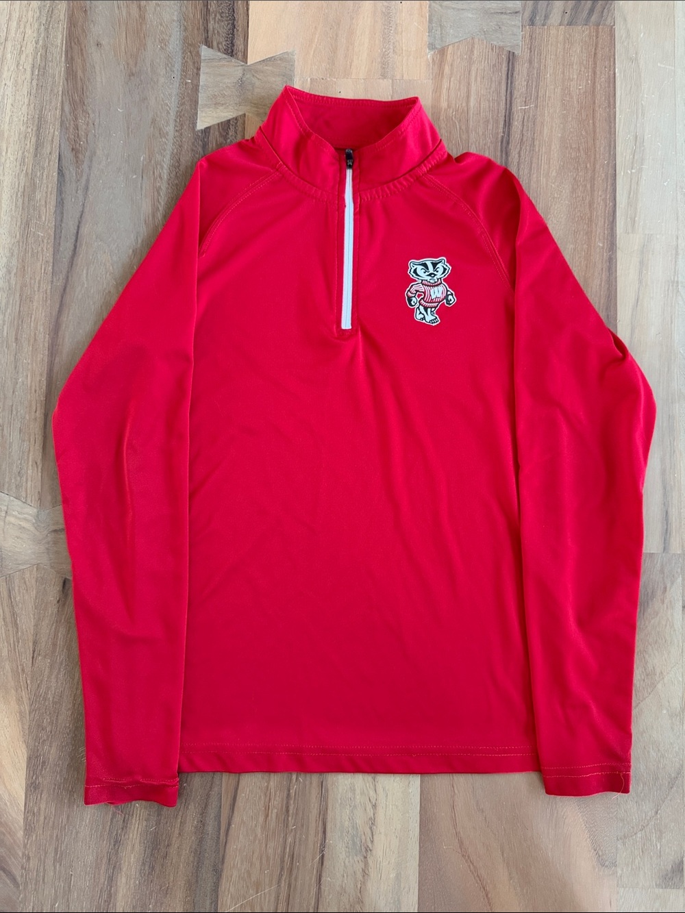 Colosseum Red Long Sleeve 1/4 Zip Kids Top with Mascot Patch